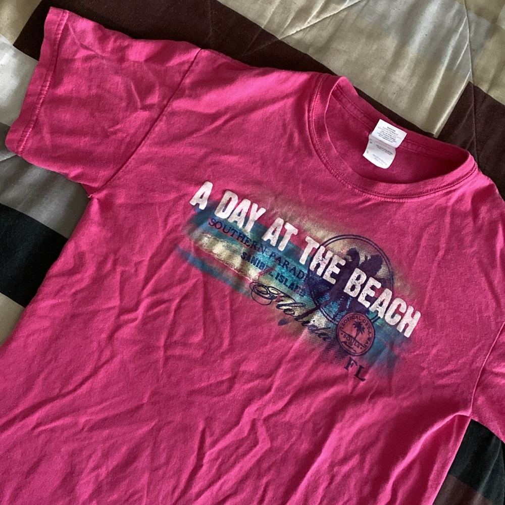 Bright Pink A Day At The Beach Sanibel Island, FL t-shirt - Picture 3 of 17